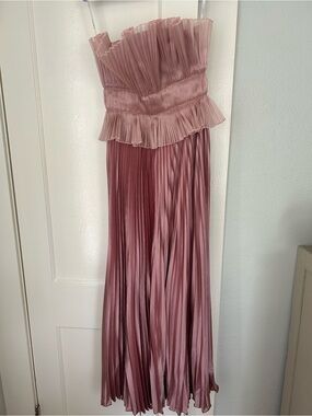 Pleated Strapless Maxi Dress - Dusty Rose